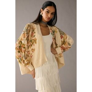 Anthropologie Pilcro Cable-Knit Cocoon Cardigan Sweater M/L Fall‎ Floral Autumn